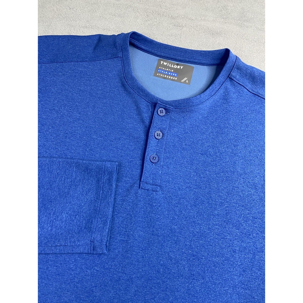 Twillory Shirt Men Large Blue Athleisure Athlounger Performance Henley Stretch‎